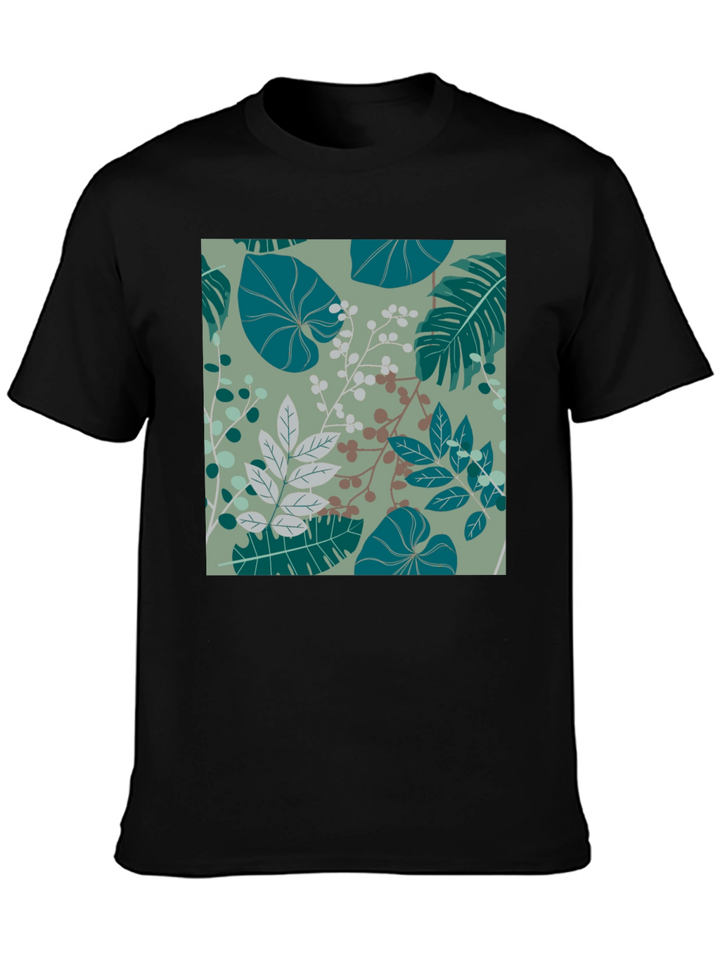 Botanical Print Black T-Shirt - Stylish Mens Fashion