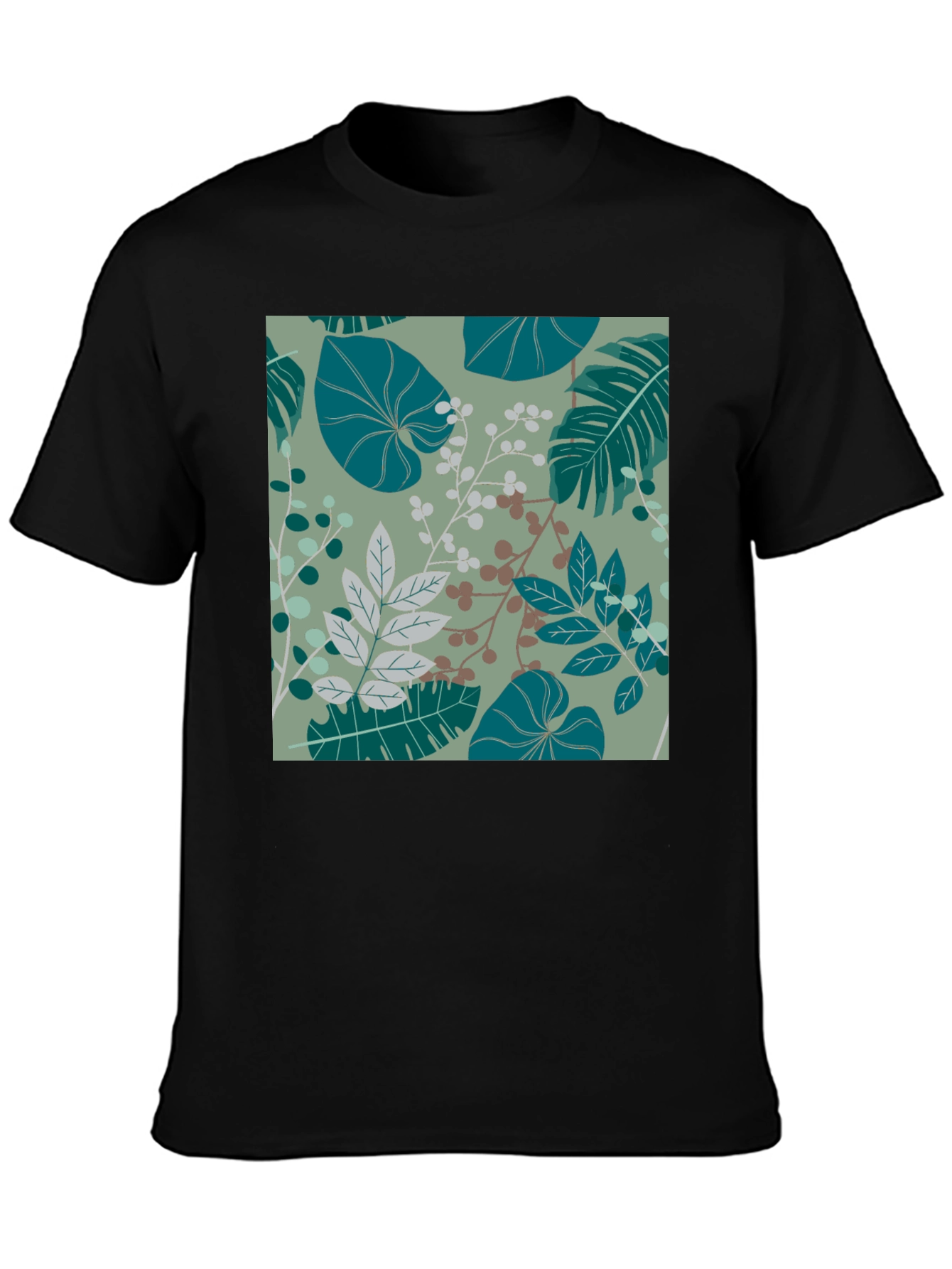 Botanical Print Black T-Shirt - Stylish Mens Fashion