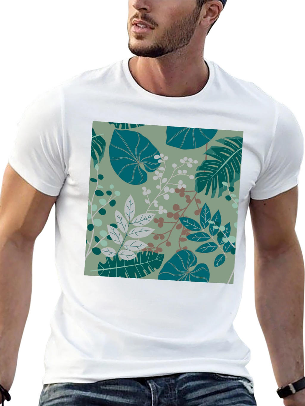 Botanical Print Black T-Shirt - Stylish Mens Fashion