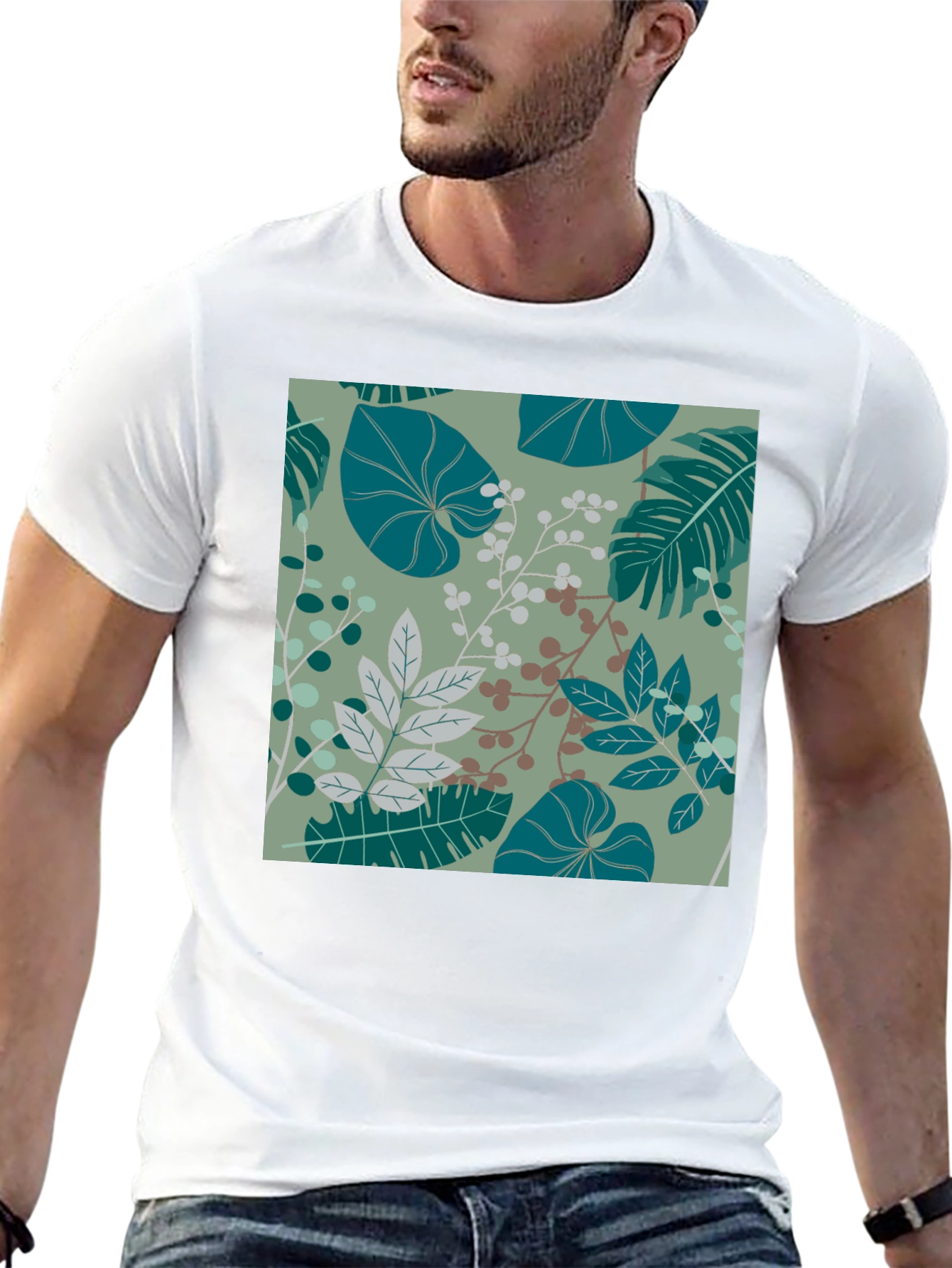 Botanical Print Black T-Shirt - Stylish Mens Fashion