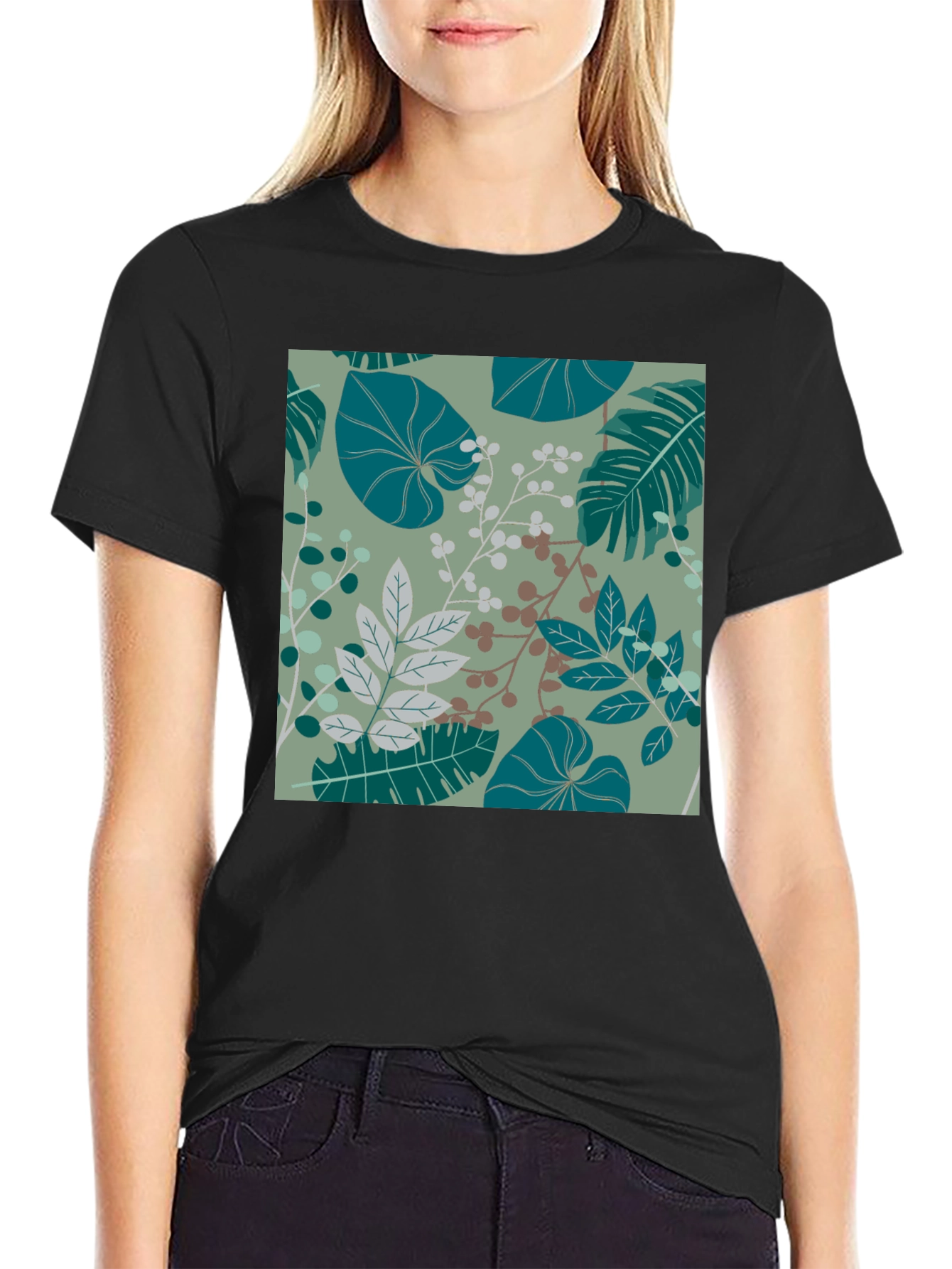 Botanical Print Black T-Shirt - Stylish Mens Fashion
