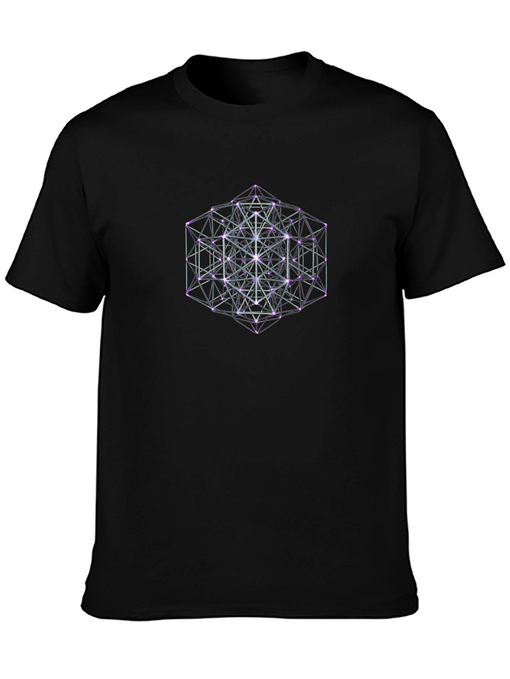 Geometric Metatrons Cube Black T-Shirt