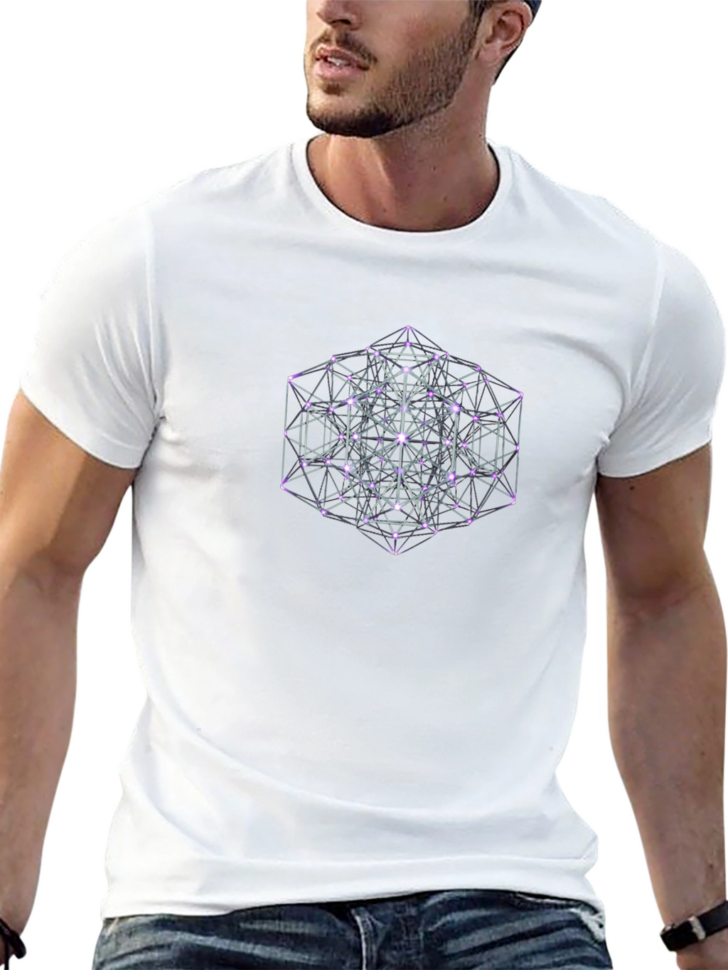 Geometric Metatrons Cube Black T-Shirt