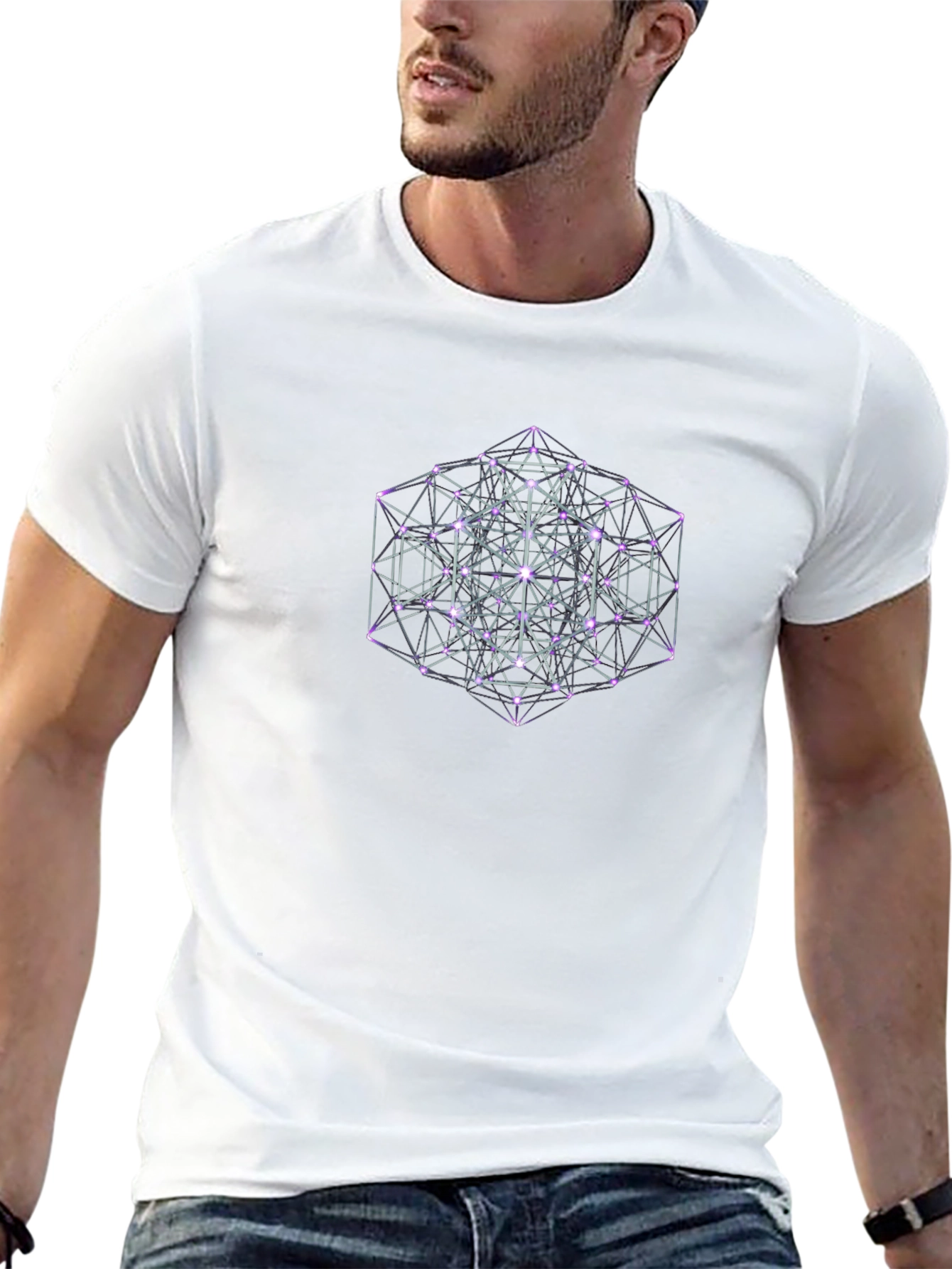 Geometric Metatrons Cube Black T-Shirt