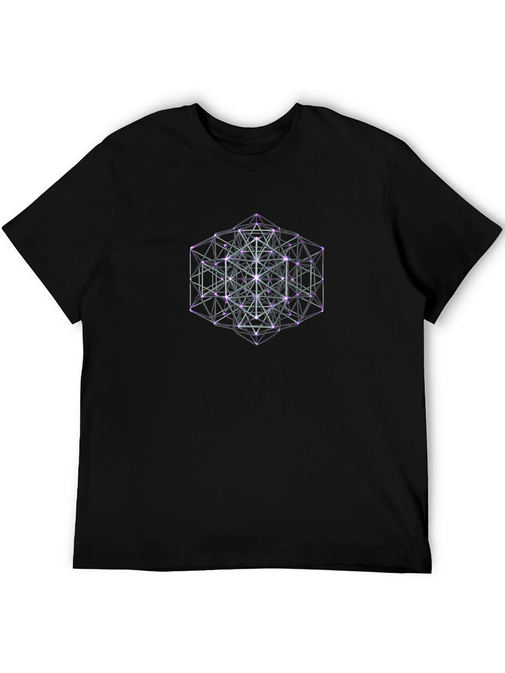 Geometric Metatrons Cube Black T-Shirt