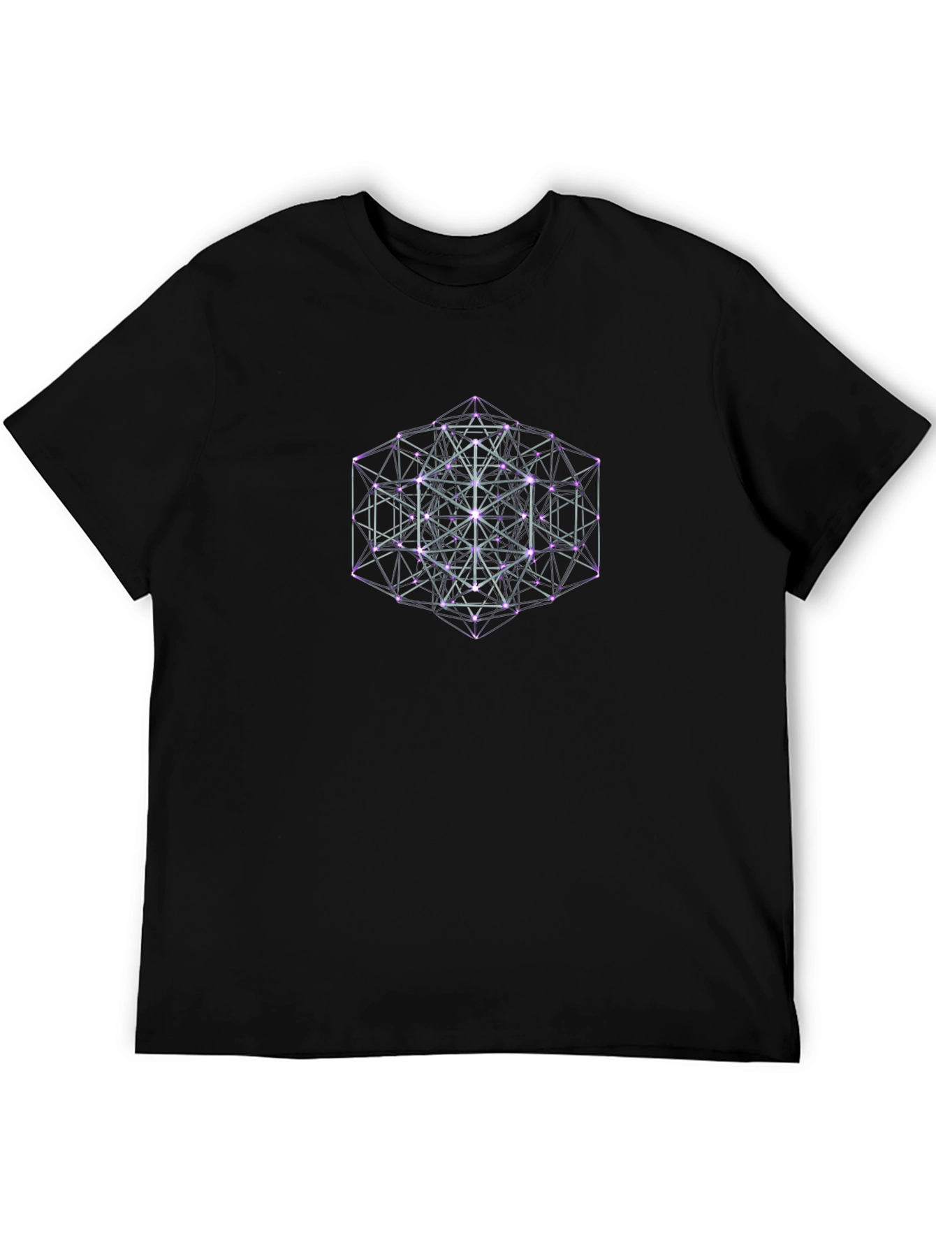 Geometric Metatrons Cube Black T-Shirt