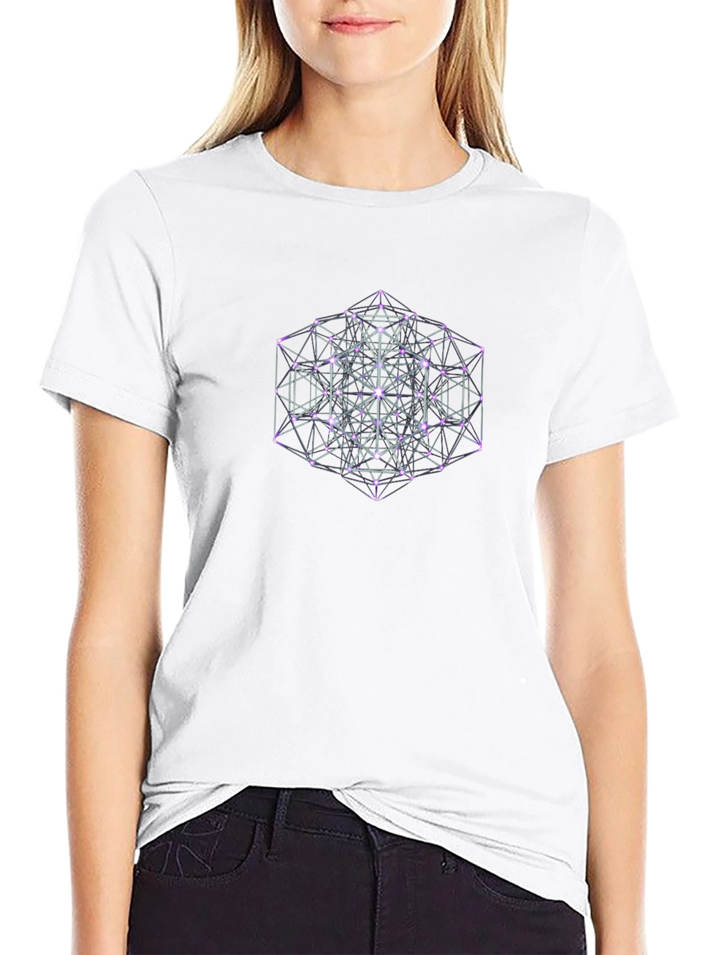 Geometric Metatrons Cube Black T-Shirt