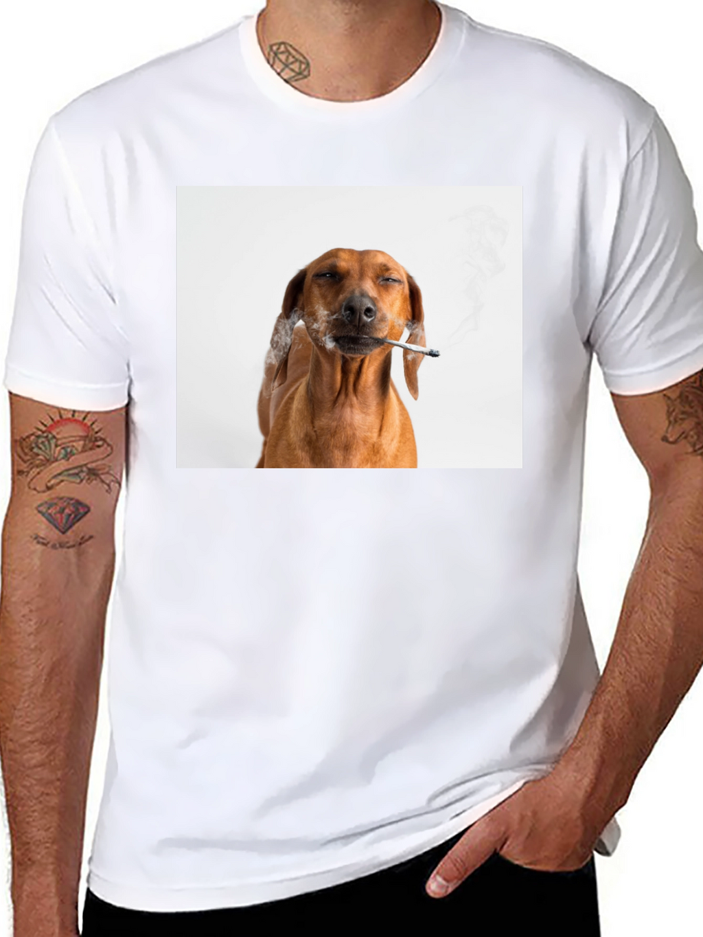 Smoking Dog T-Shirt - Unisex Black Tee