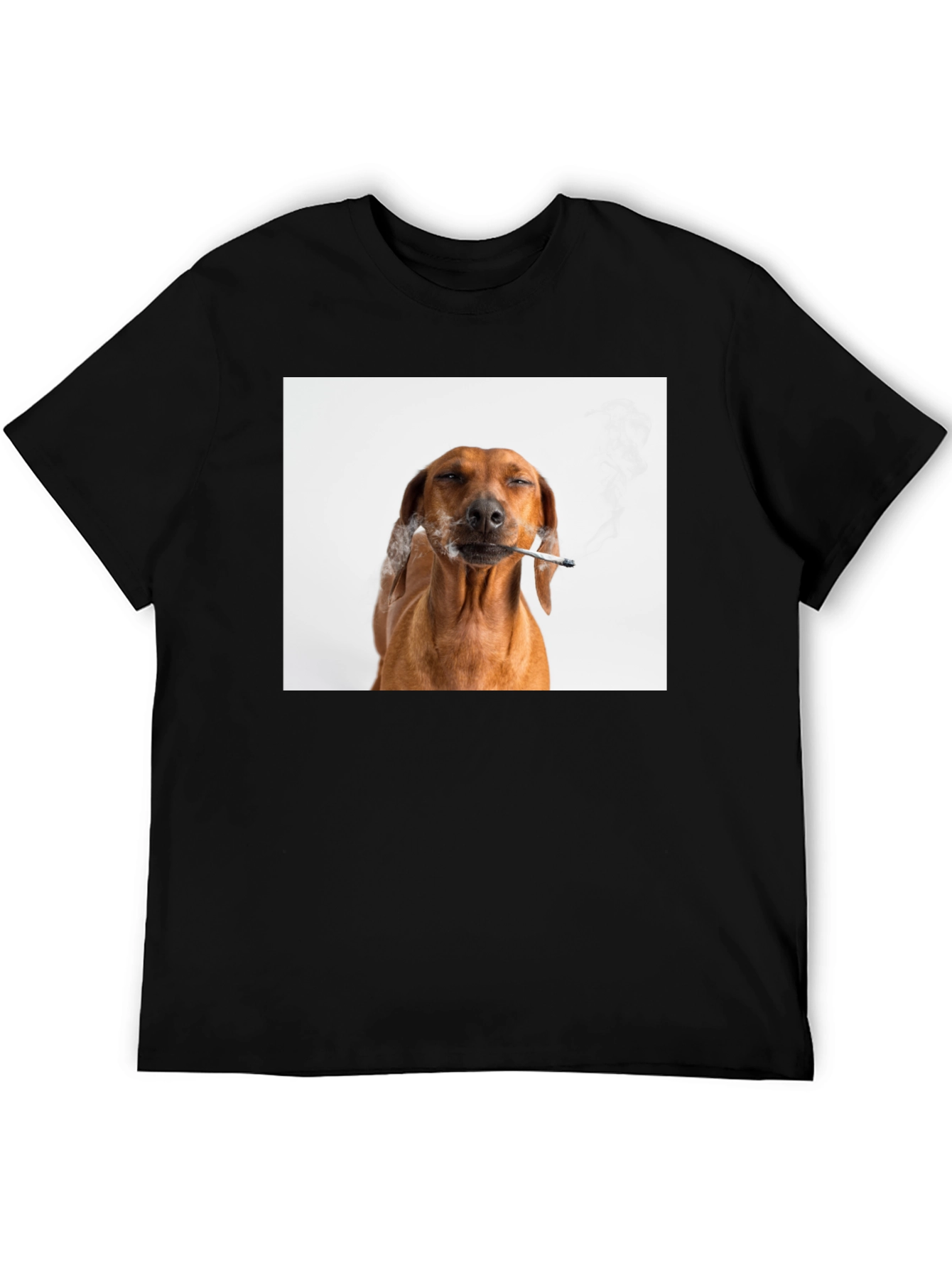 Smoking Dog T-Shirt - Unisex Black Tee