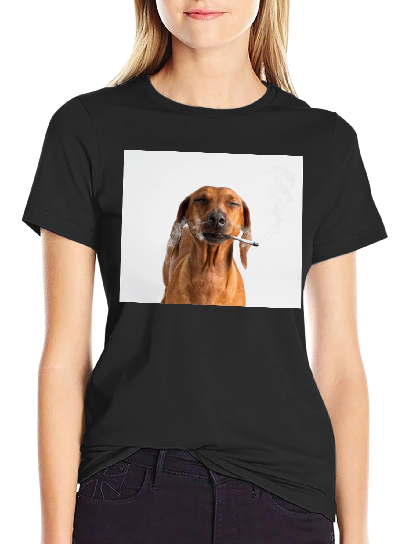 Smoking Dog T-Shirt - Unisex Black Tee