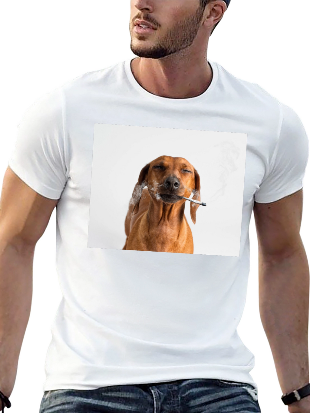 Smoking Dog T-Shirt - Unisex Black Tee