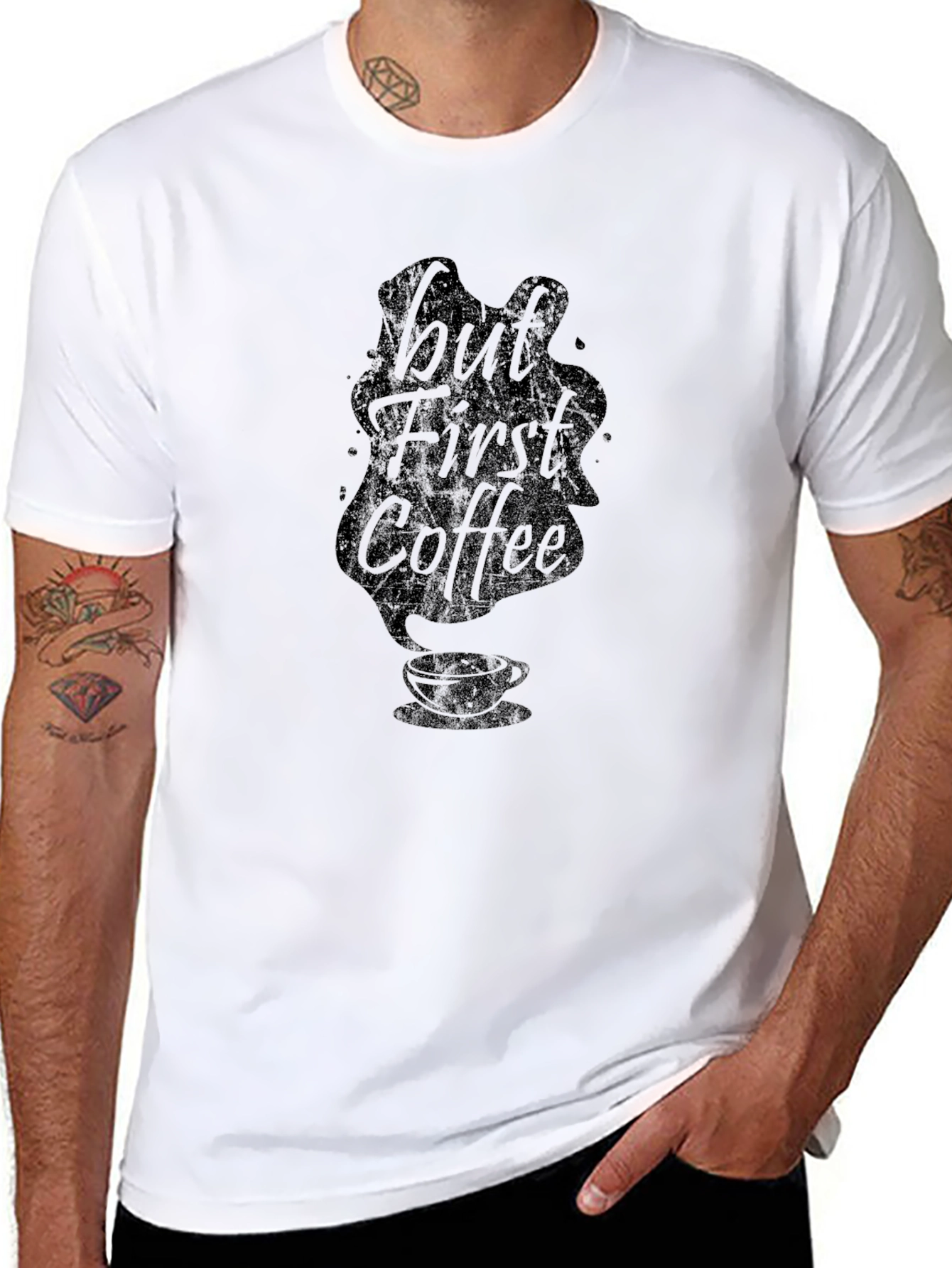 But First Coffee Graphic Tee - Black Cotton T-Shirt