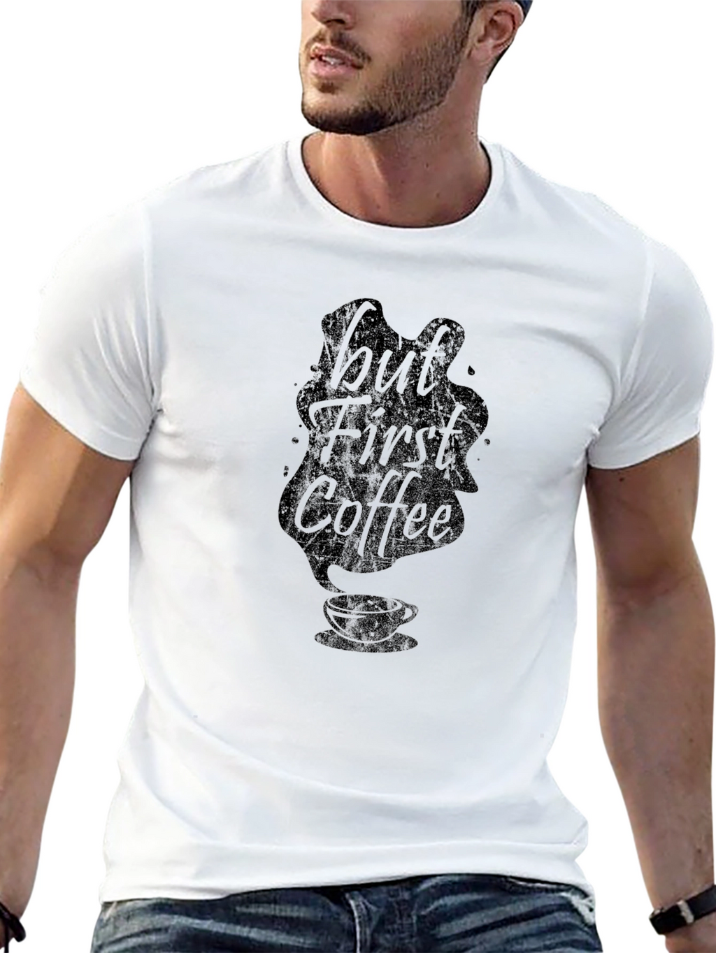 But First Coffee Graphic Tee - Black Cotton T-Shirt