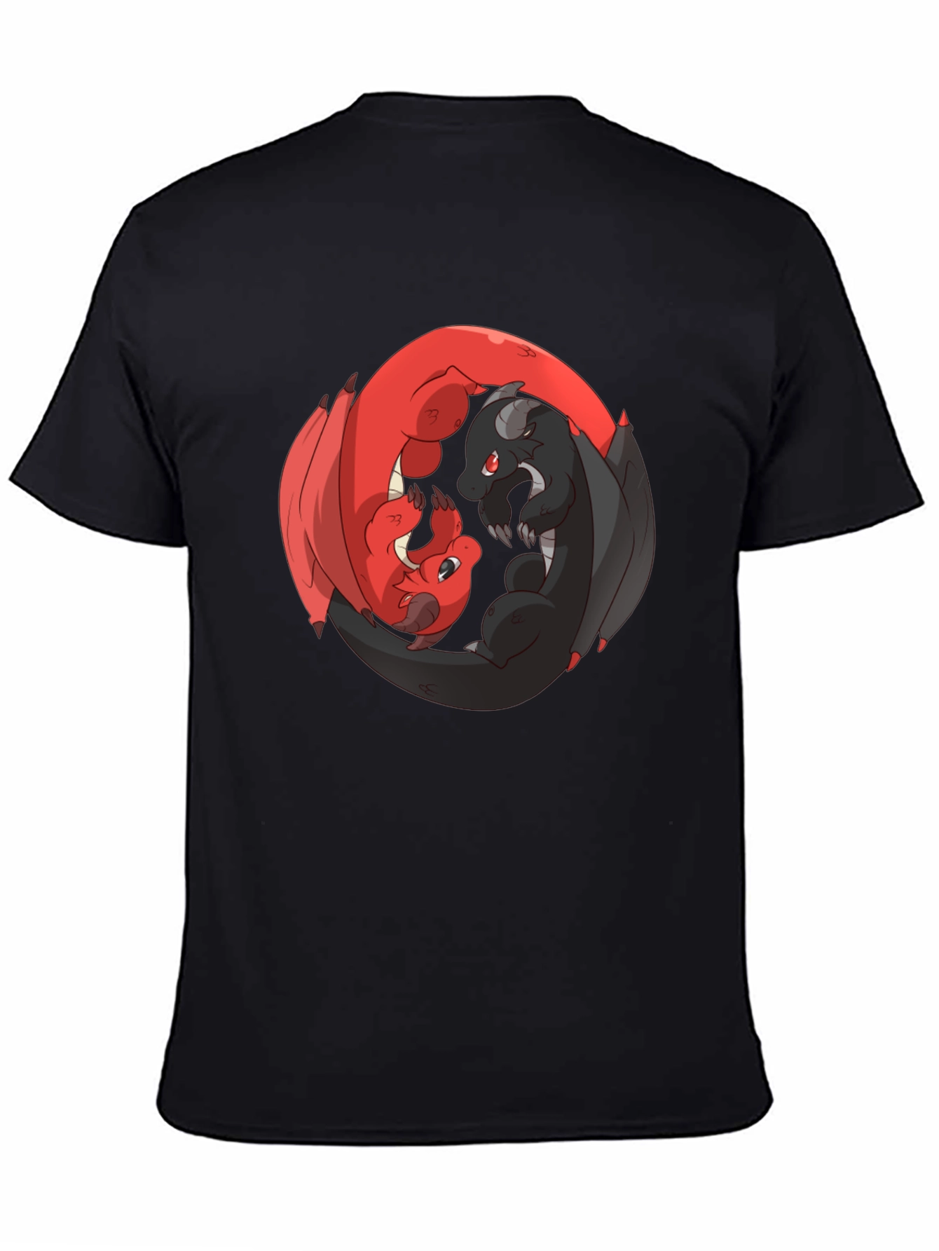 Yin Yang Dragons Black T-Shirt