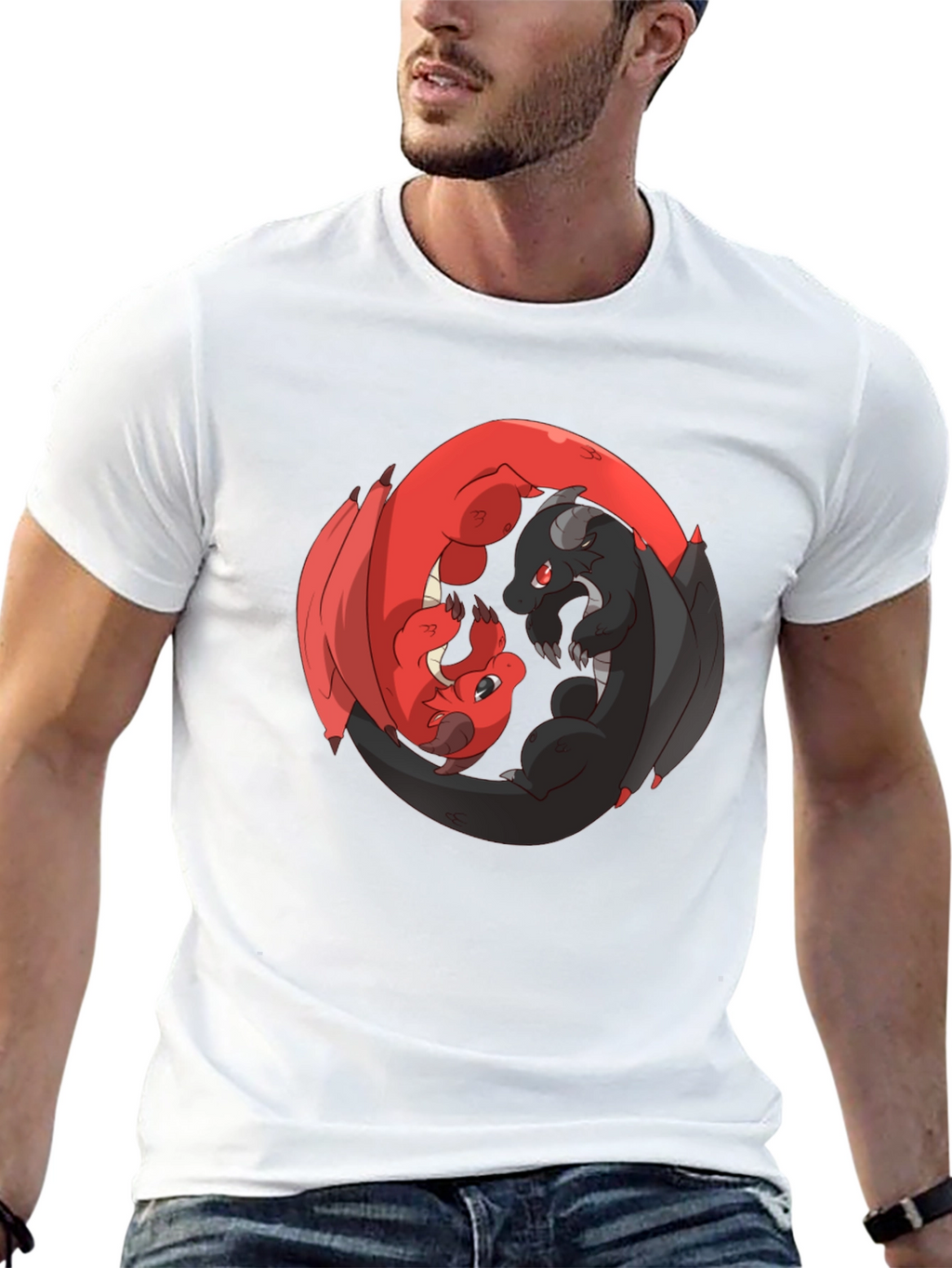 Yin Yang Dragons Black T-Shirt