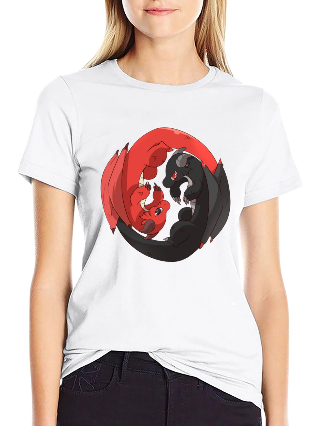 Yin Yang Dragons Black T-Shirt