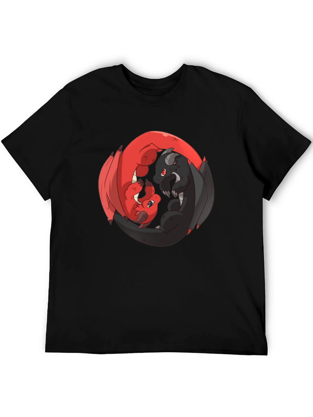 Yin Yang Dragons Black T-Shirt
