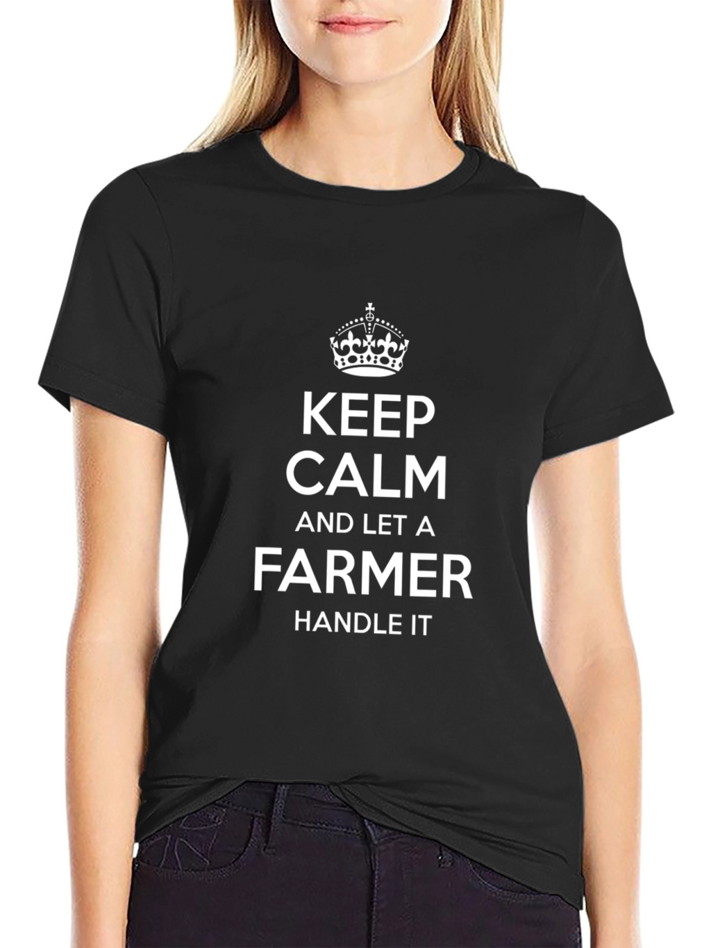 Keep Calm Farmer Graphic Tee - Black Cotton T-Shirt
