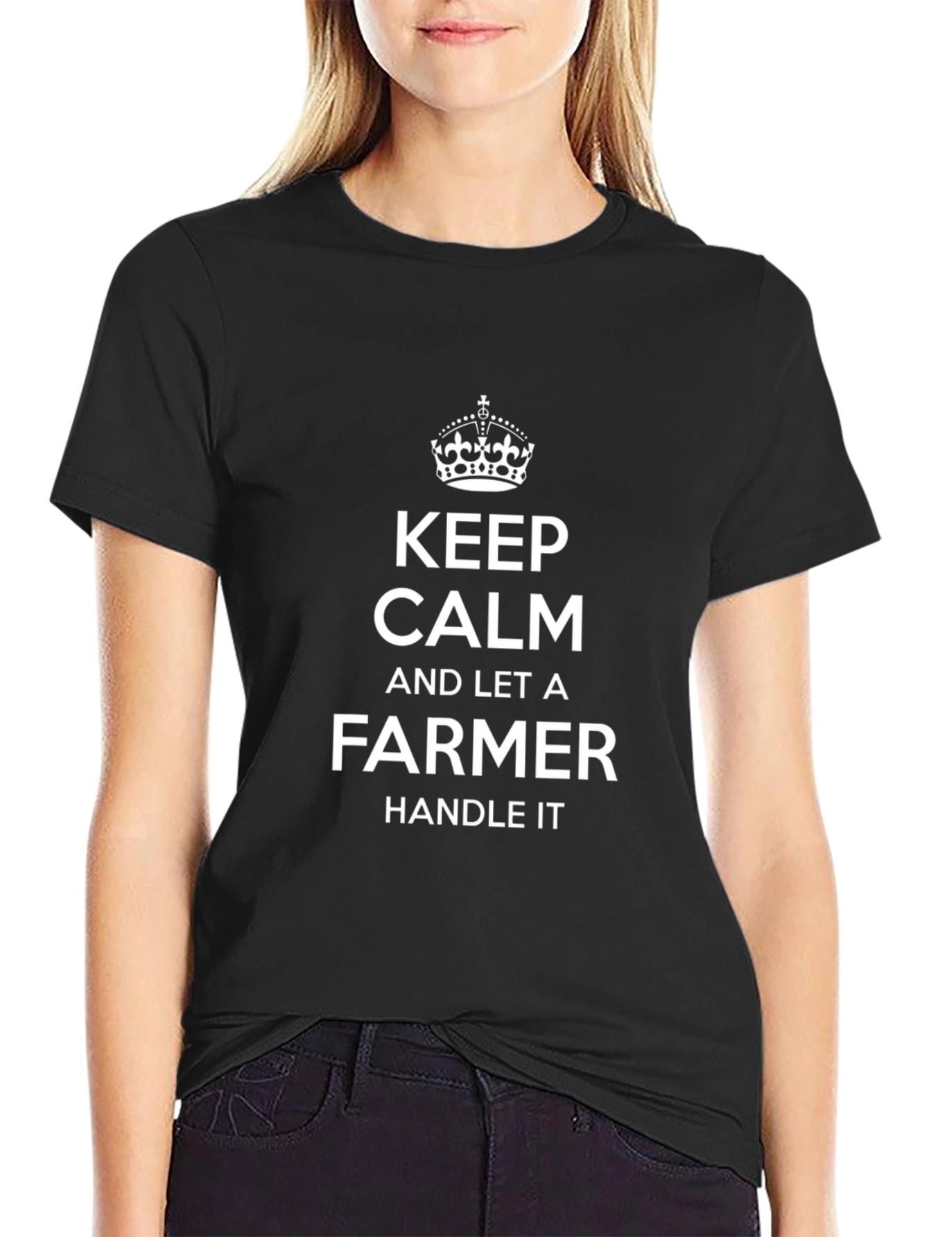 Keep Calm Farmer Graphic Tee - Black Cotton T-Shirt