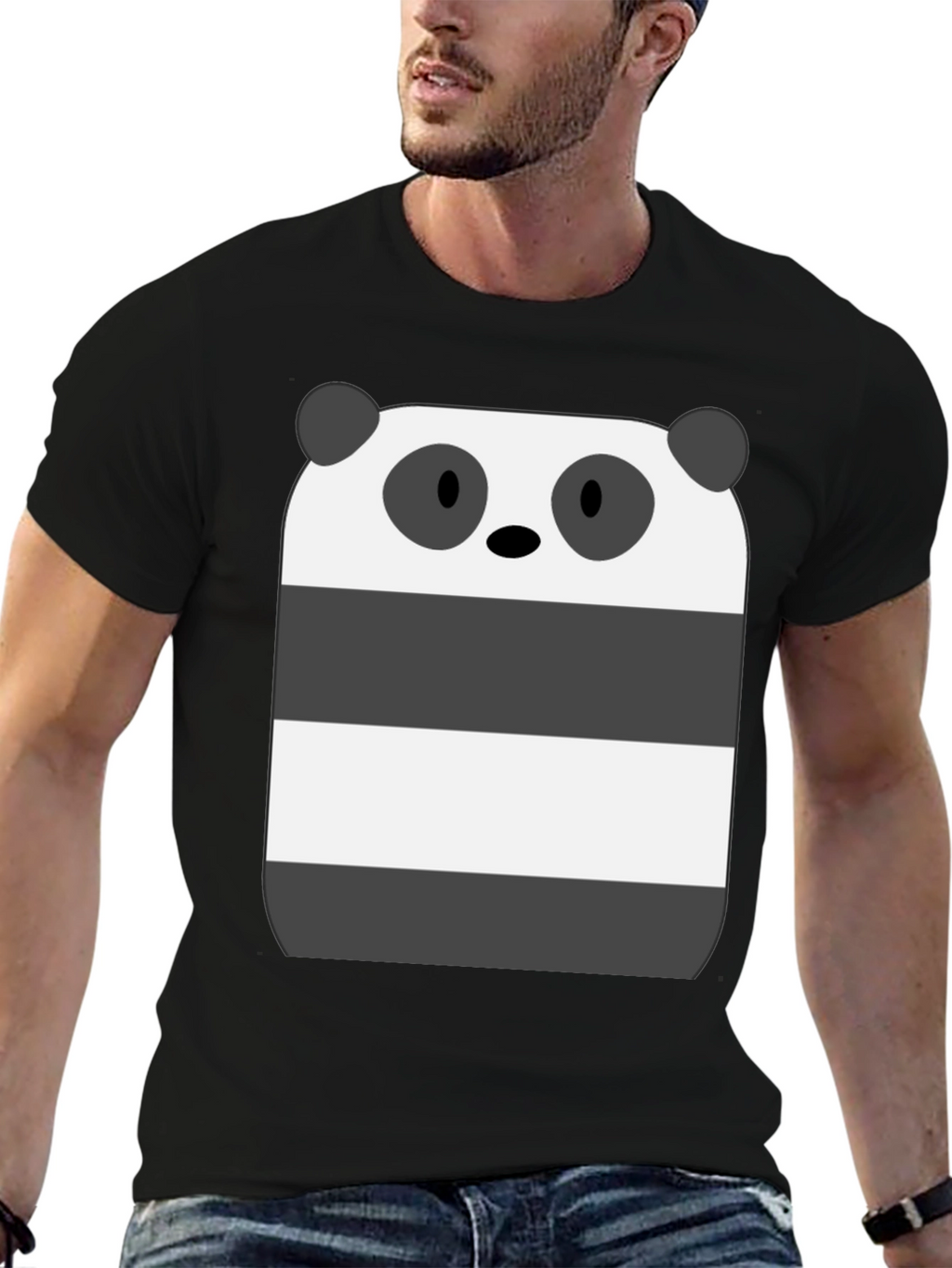 Panda Bear Graphic T-Shirt - Black Cotton Tee