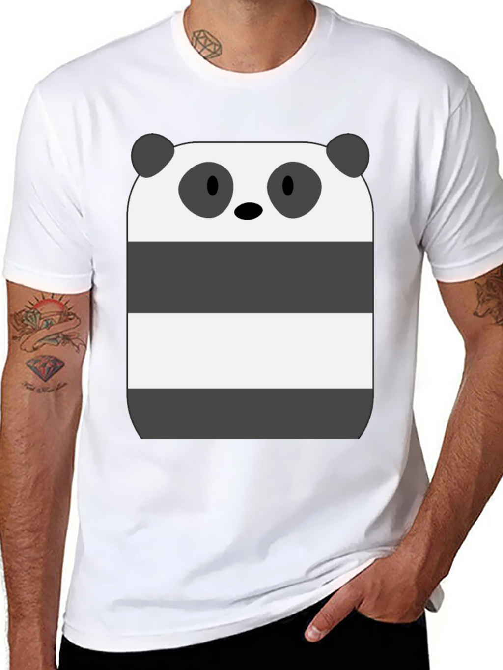 Panda Bear Graphic T-Shirt - Black Cotton Tee