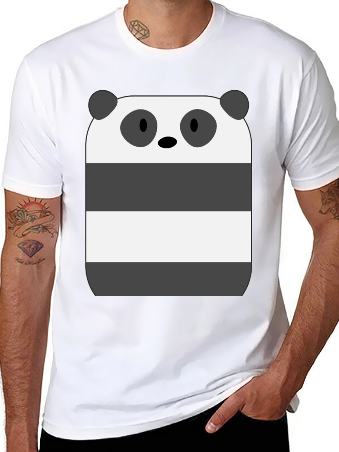 Panda Bear Graphic T-Shirt - Black Cotton Tee
