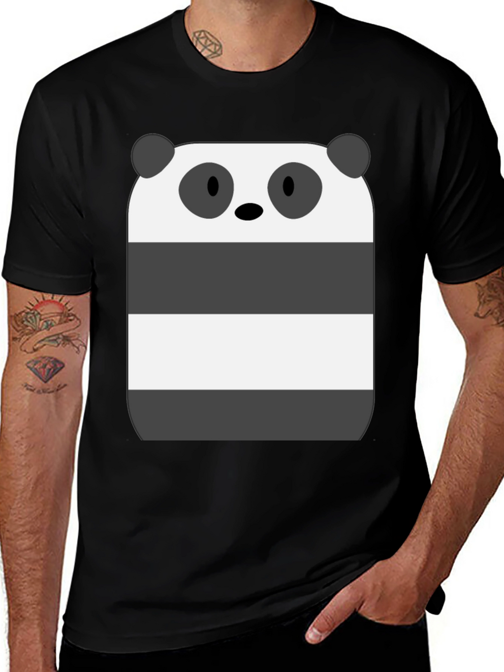 Panda Bear Graphic T-Shirt - Black Cotton Tee