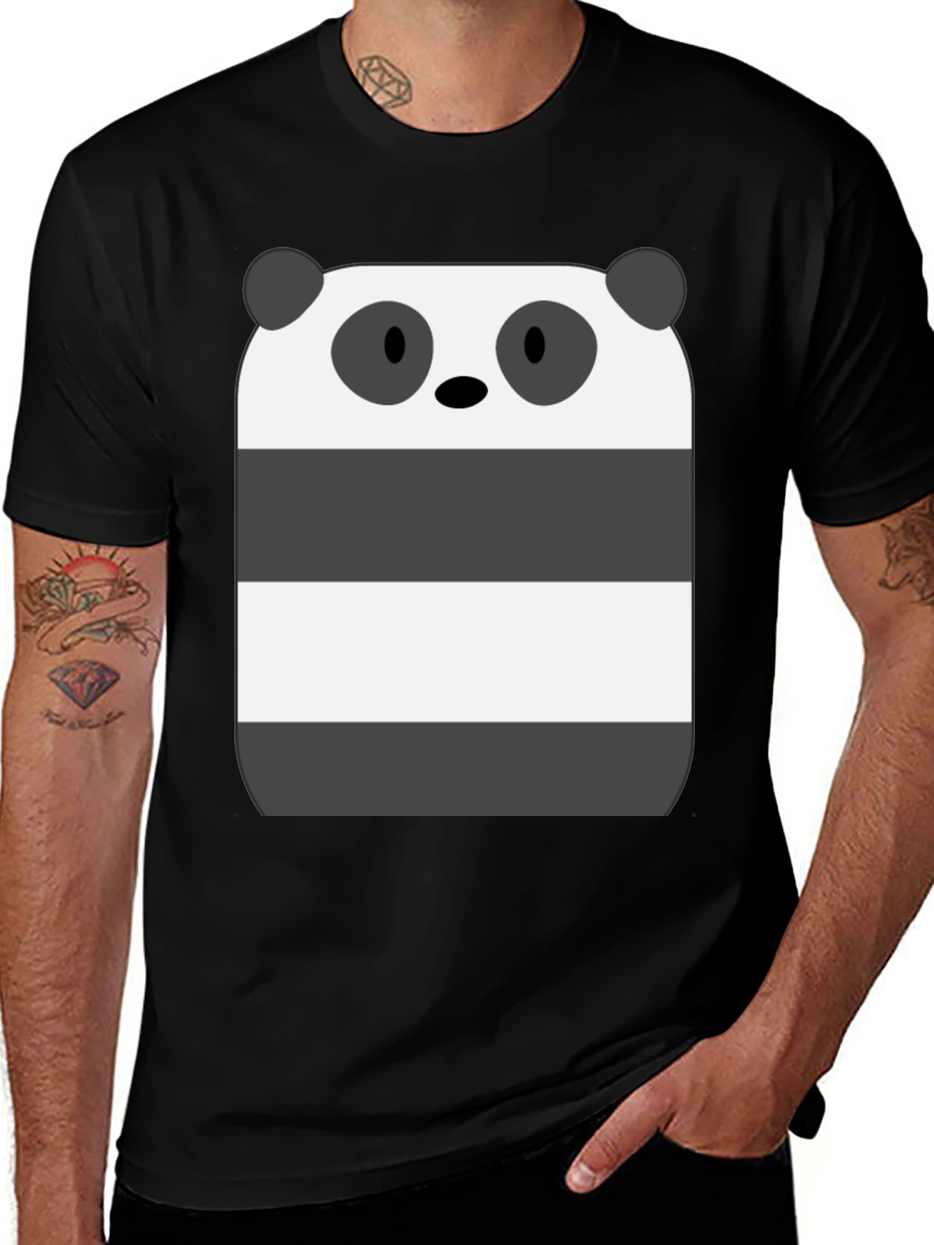 Panda Bear Graphic T-Shirt - Black Cotton Tee