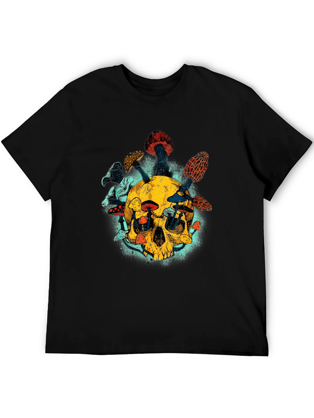 Skull & Mushroom Graphic Tee - Unique Design