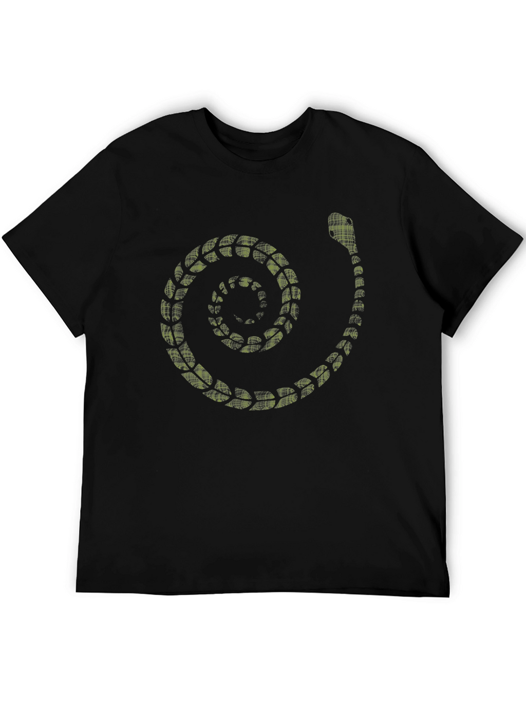 Spiral Snake Print Mens Black T-Shirt