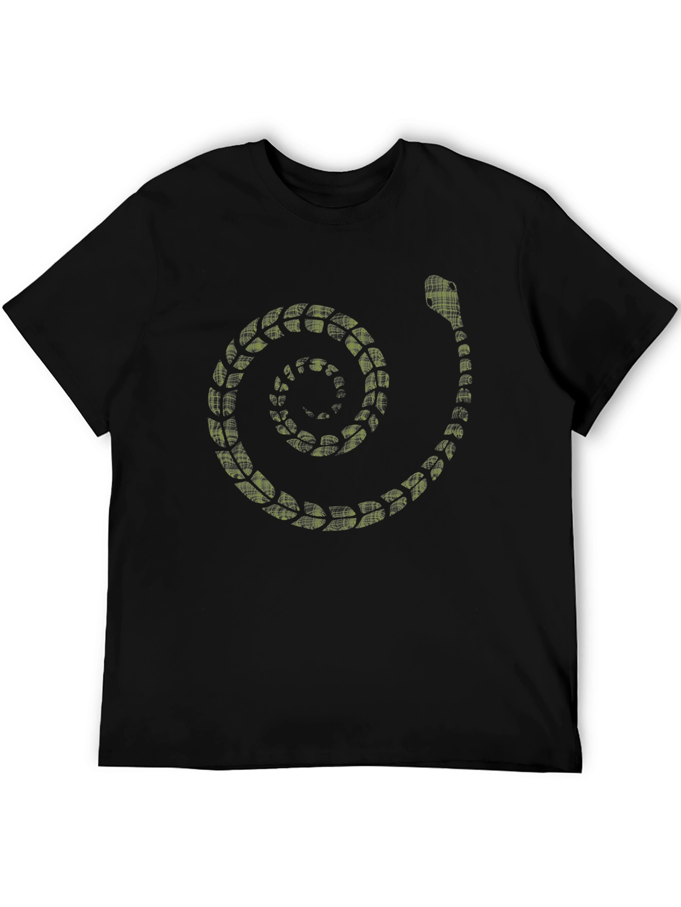 Spiral Snake Print Mens Black T-Shirt