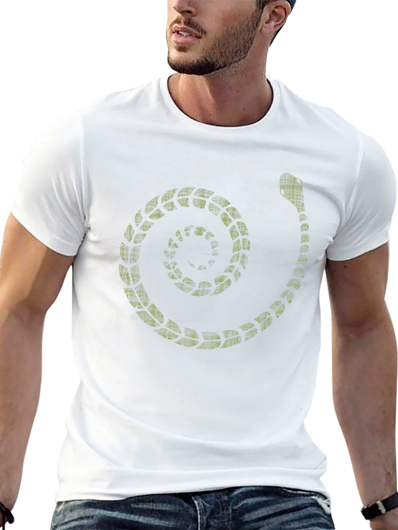 Spiral Snake Print Mens Black T-Shirt