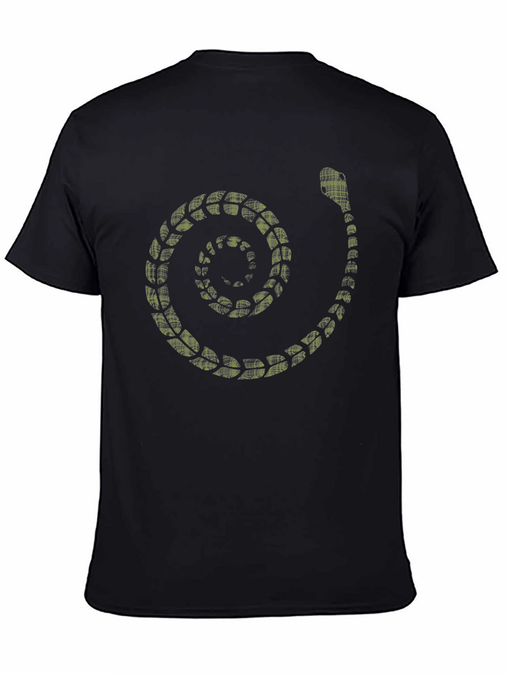 Spiral Snake Print Mens Black T-Shirt