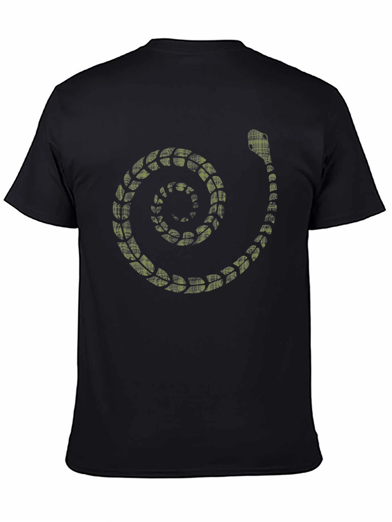 Spiral Snake Print Mens Black T-Shirt