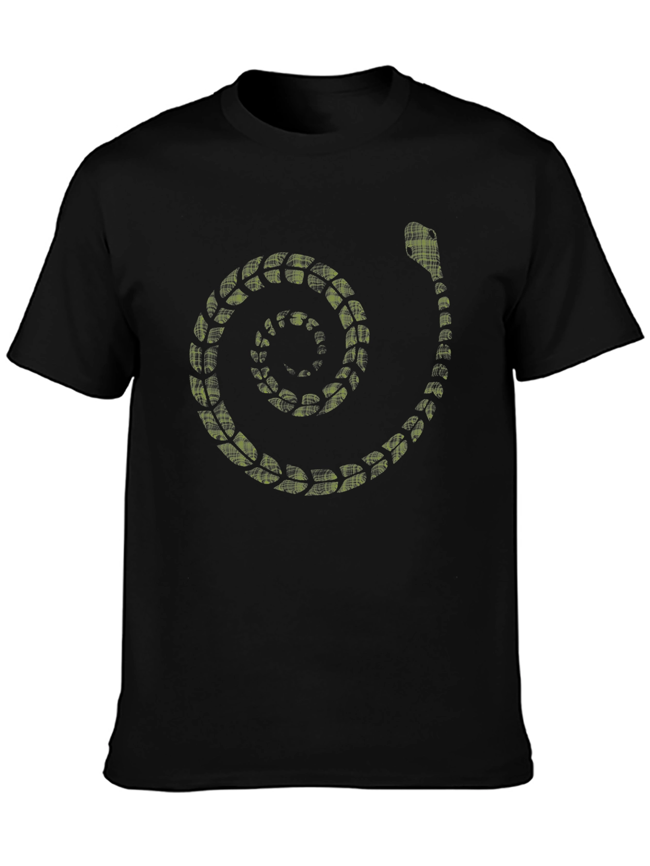 Spiral Snake Print Mens Black T-Shirt