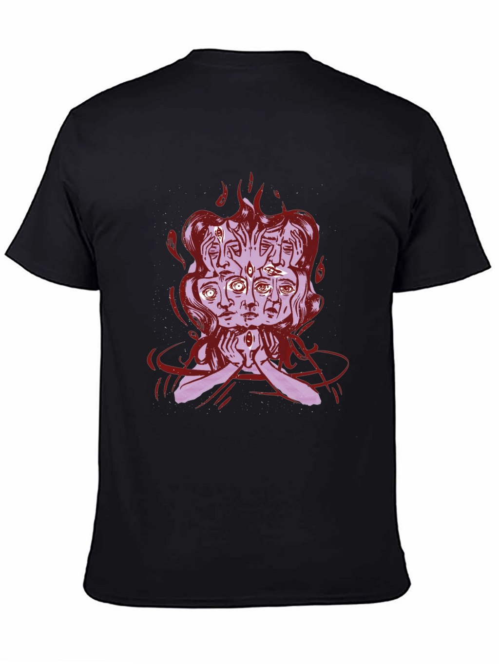 Mystic Faces Graphic Tee - Black Cotton Shirt
