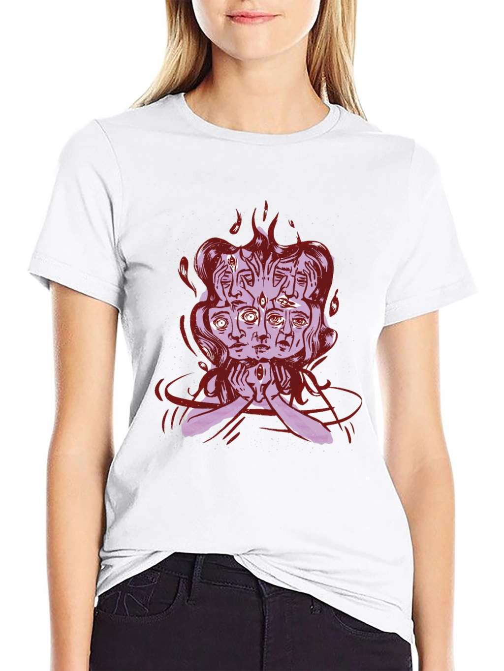 Mystic Faces Graphic Tee - Black Cotton Shirt