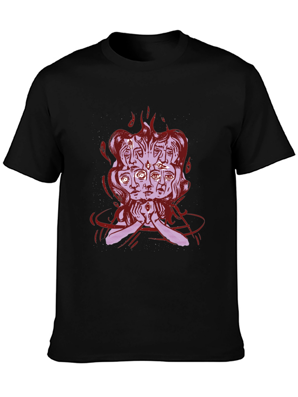 Mystic Faces Graphic Tee - Black Cotton Shirt