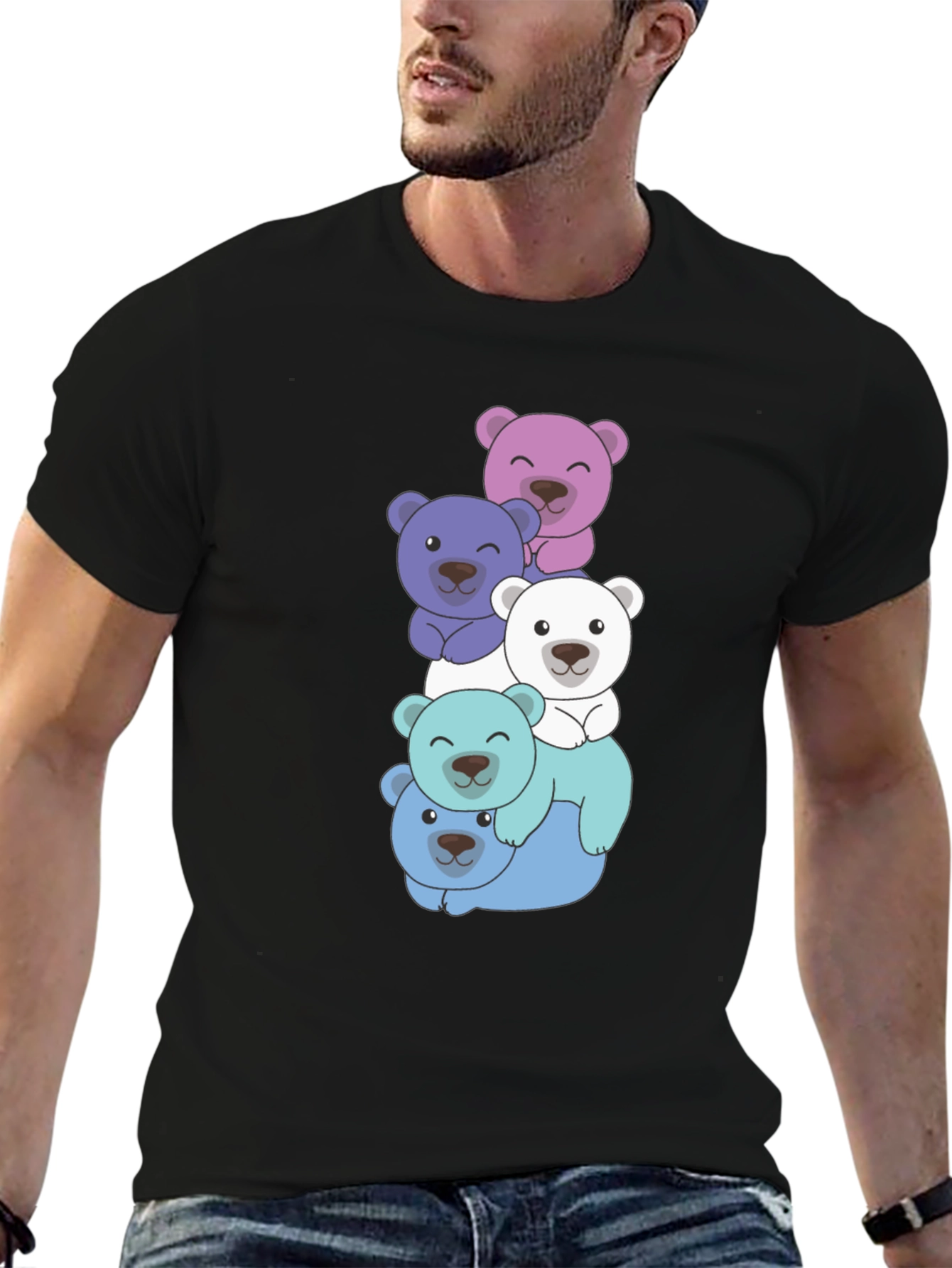 Cute Bear Stack T-Shirt - Fun & Playful Design