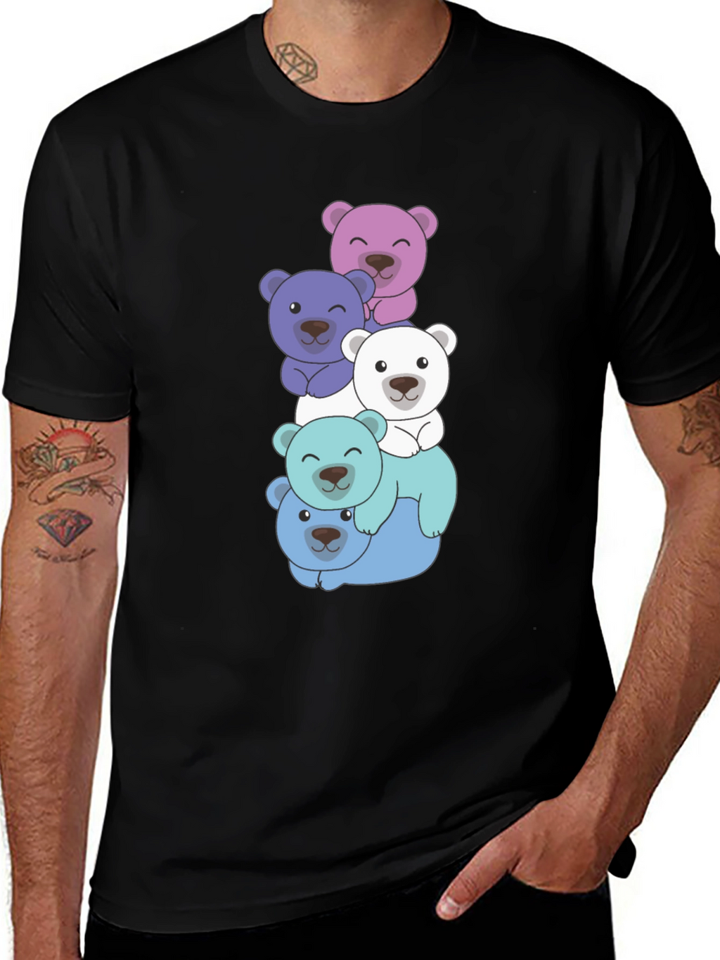 Cute Bear Stack T-Shirt - Fun & Playful Design