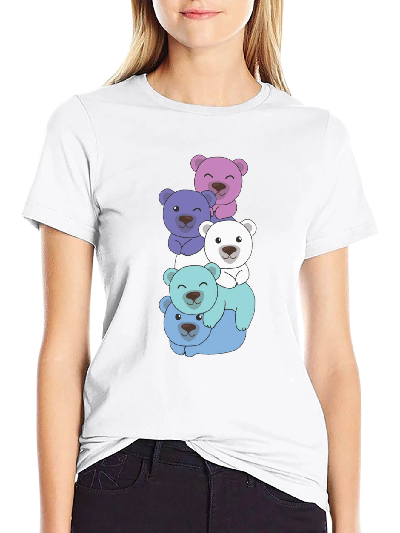 Cute Bear Stack T-Shirt - Fun & Playful Design