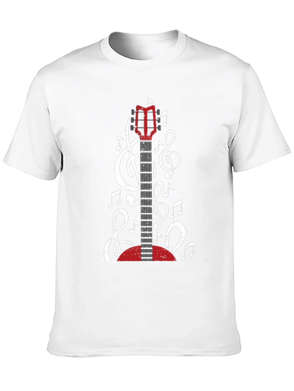 Guitar and Music Notes Black T-Shirt