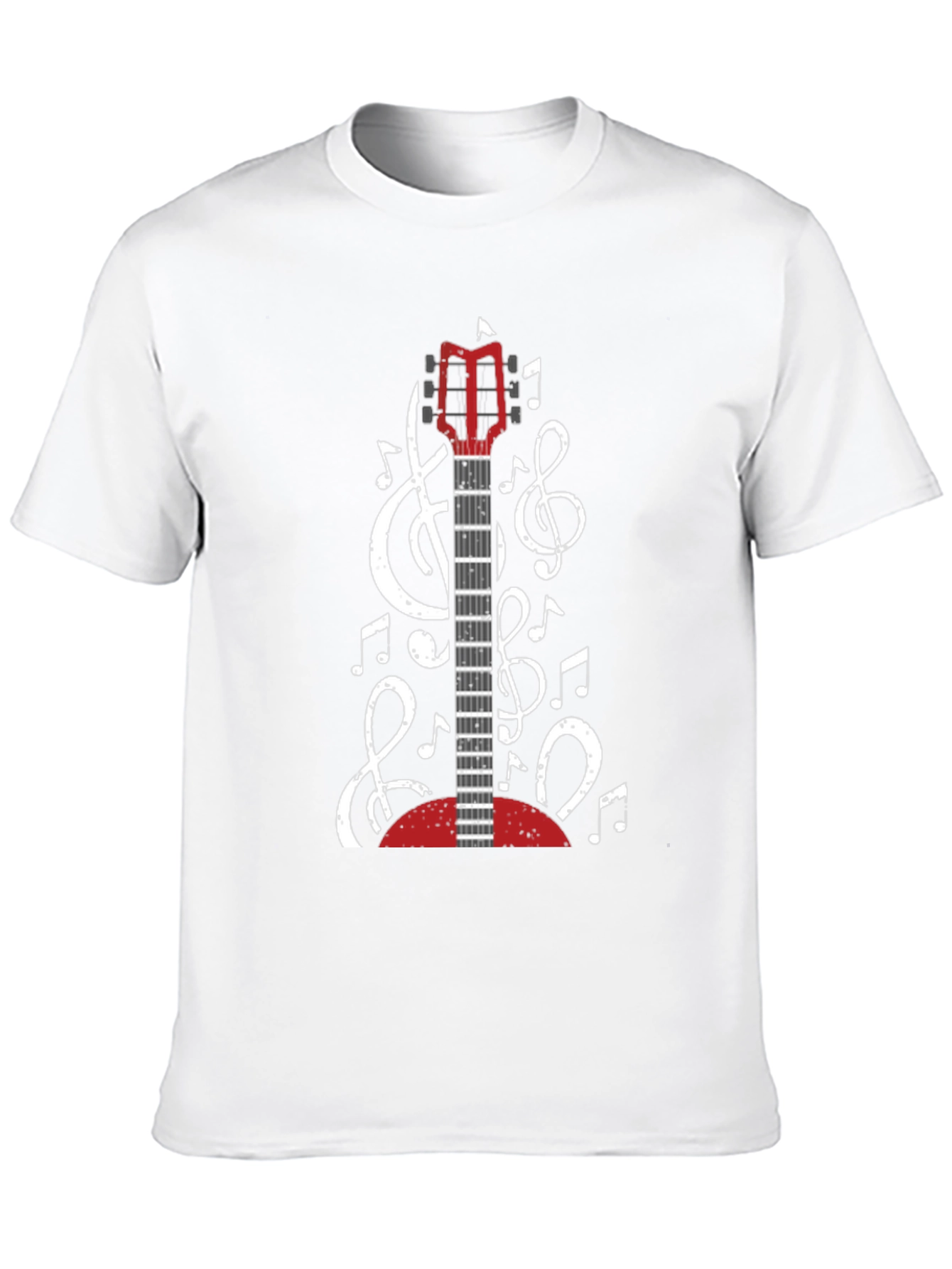Guitar and Music Notes Black T-Shirt