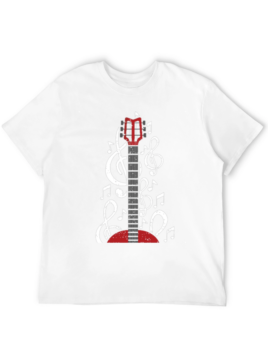 Guitar and Music Notes Black T-Shirt