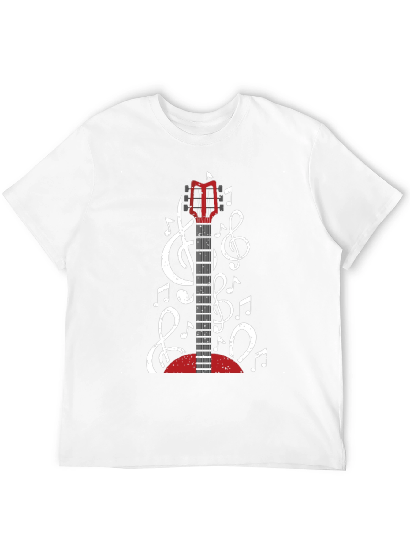 Guitar and Music Notes Black T-Shirt