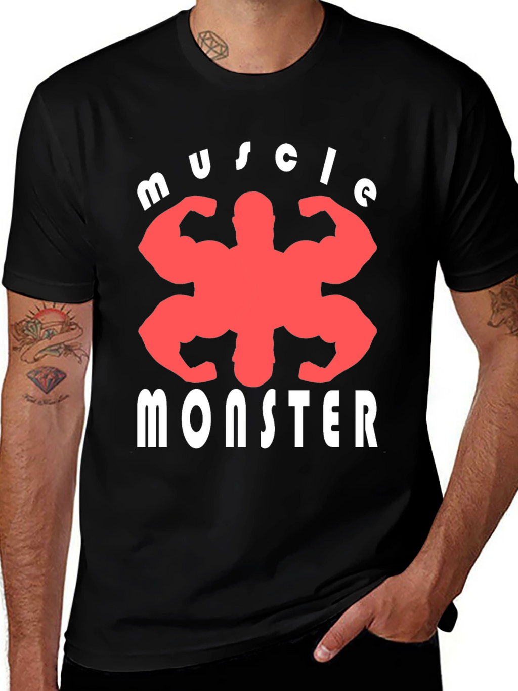 Muscle Monster Graphic Tee - Black Cotton T-Shirt