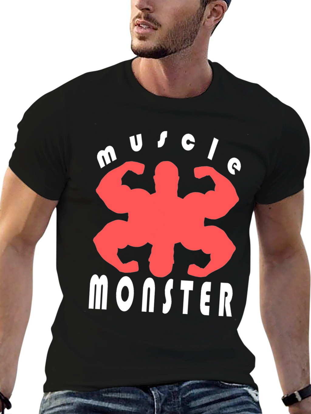 Muscle Monster Graphic Tee - Black Cotton T-Shirt