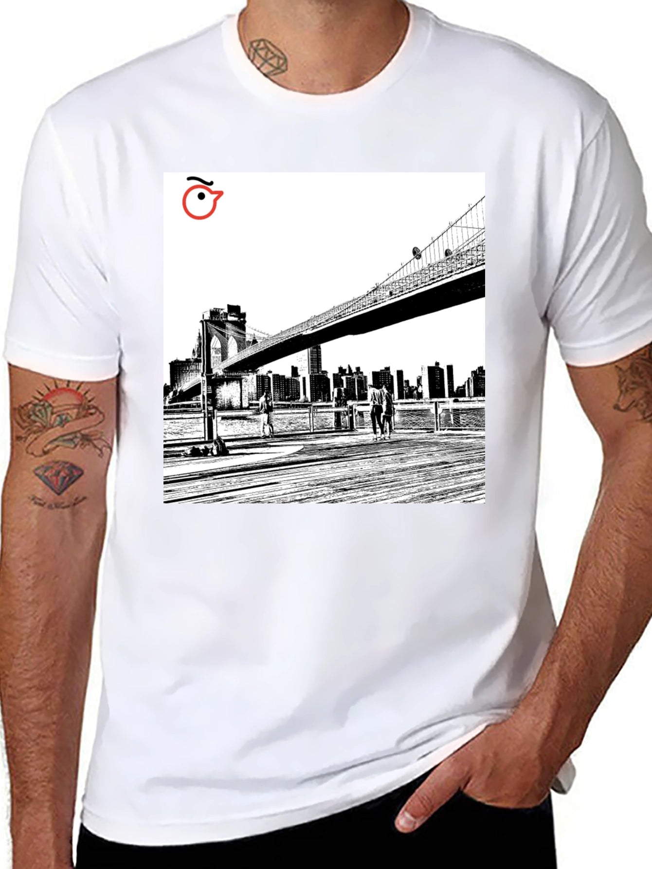 Brooklyn Bridge Graphic Tee - Modern Art T-Shirt