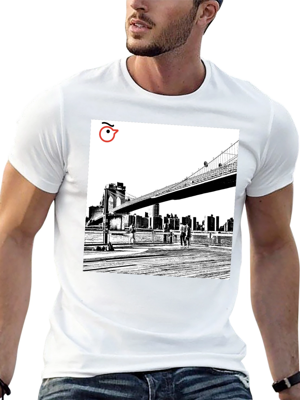Brooklyn Bridge Graphic Tee - Modern Art T-Shirt