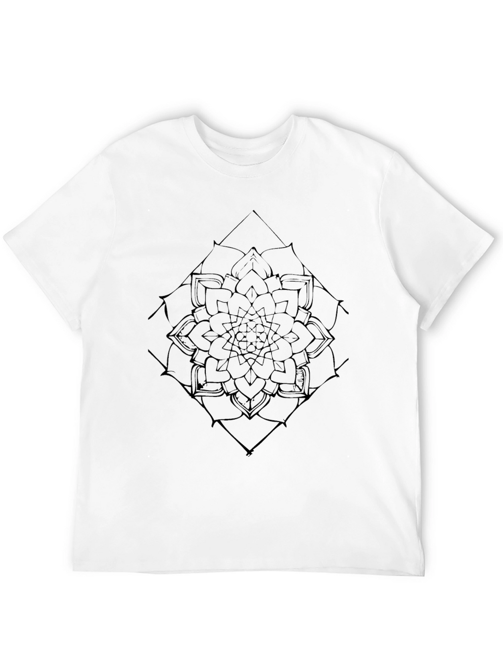 Black Mandala Graphic Tee - Modern Geometric Design